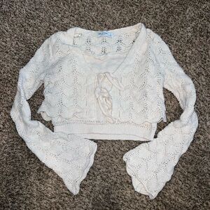 Cream Knit Cropped Cardigan + Tank Set